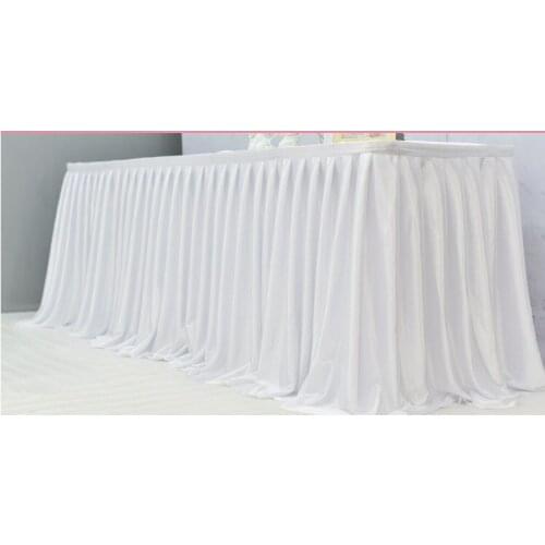 Pleated skirting Table Cloth Skirt NO Swag Drape Ice Silk Table Skirting Wedding Party Event Decoration
