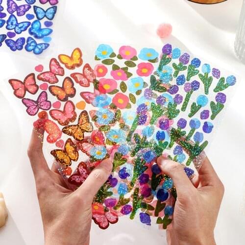 1 Pc Rainbow Laser Butterfly Flower Cute Stickers Decoration Scrapbooking Diary Album Journal Stationery School Supplies