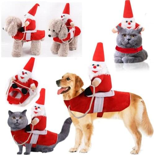 S-XL Christmas Dog Santa Claus Cosplay Costume Big Dog Puppy Christmas Doll Santa + Costumes Pet Clothes for Riding Clothing Set