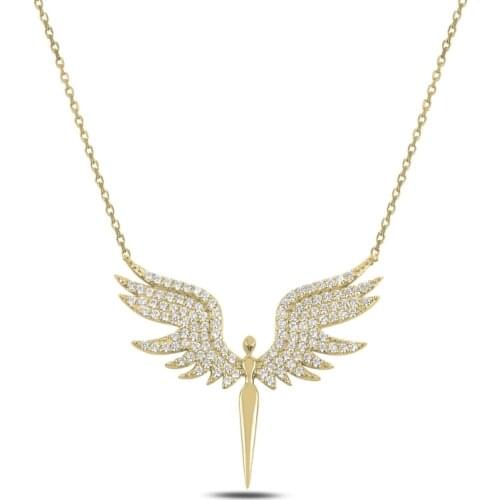 Silver 925 Sterling Zircon Stone Angel Pendant