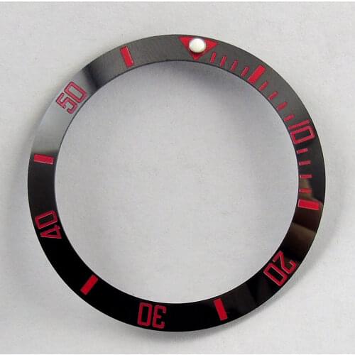 38mm Black Ceramic Bezel Red marks Fit for 40mm SUB for Watch Face Watches Replacement Accessories
