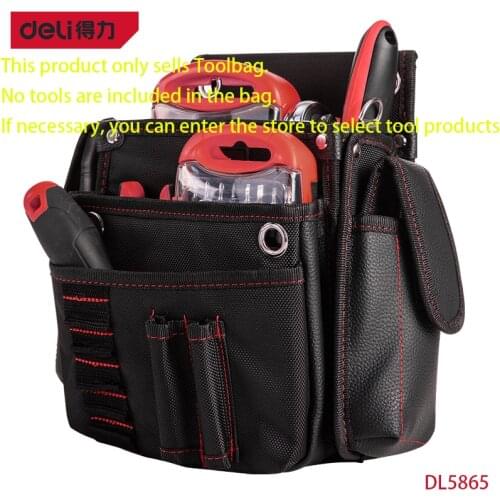 Deli DL5865 Tool Waist Bag Electrician Bag Made Of 1680D Nylon Oxford cloth Cloth Durable Strong Tool Storage Toolkit