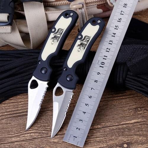 Outdoor folding knife half serrated blade Mini outdoor self defense knife camping tool Free shipping