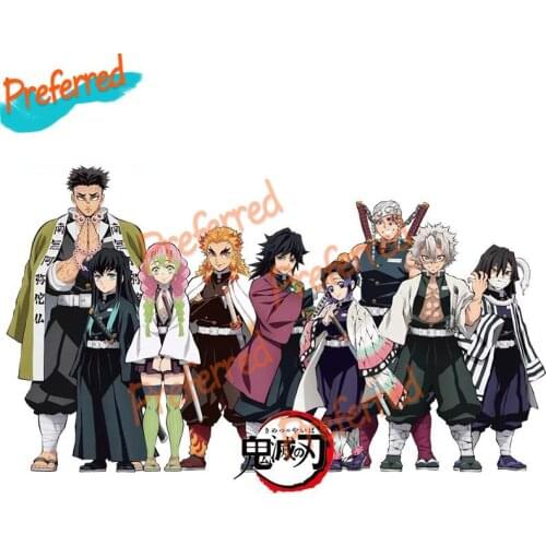 High Quality Anime Cartoon Car Sticker for Demon Slayer Swordsman Decal Laptop Window Bumper JDM VAN RV Decor