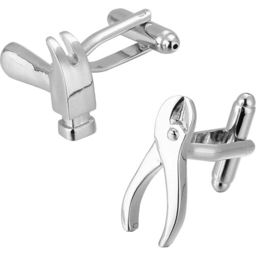 High quality brass engineer Silvery Hammer pliers Cufflinks men French shirt cuff Cufflinks