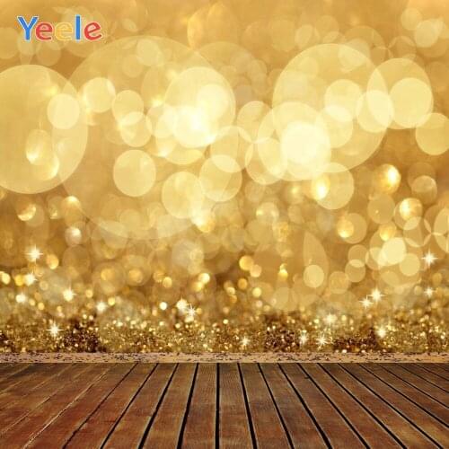 Yeele Golden Polka Dots Shiny Light Bokeh Wood Board Backdrop Newborn Baby Shower Portrait Photography Background Photo Studio