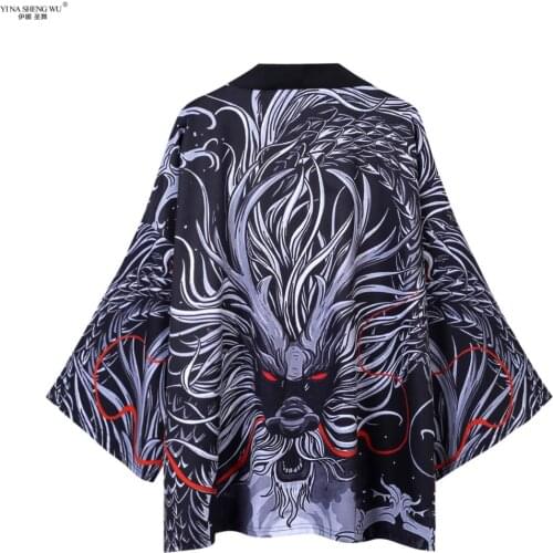Yukata Women Kimono Cardigan Men Japanese Kimono Traditional Shirt Cosplay Costume Chinese Style Male Dragon Carp Print Coat