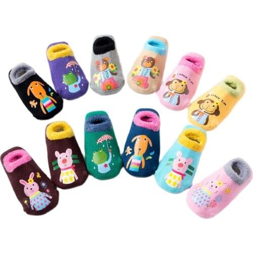 Funny Baby Boys Girls Socks Rubber Slip-resistant Floor Socks Cartoon Infant Kids Animal Socks Winter Autumn Thicken Warm Shoes