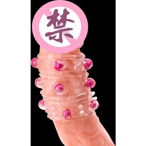 Pearl caterpillar fun finger sleeve crystal sleeve ring lock ring spike sleeve couple toy adult products