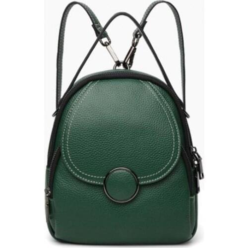 Women backpack genuine leather female school bags high quality top layer cow skin fashion zipper shoulder bag with soft handle