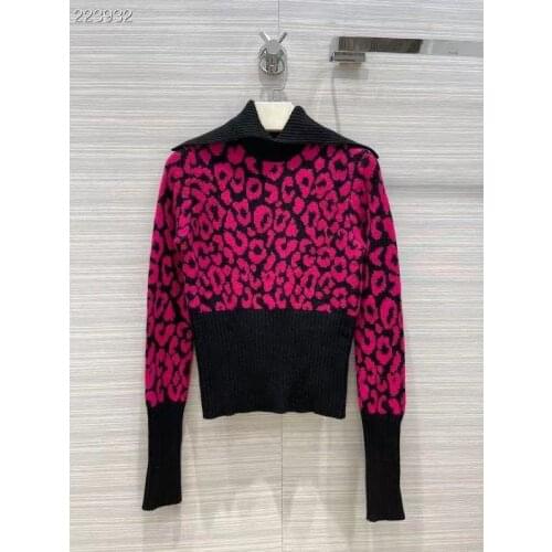 2021 New Autumn Winter Women Cashmere Warm Sweater High-end Custom Fashion Leopard Print Designer Runway Pullover Sweater