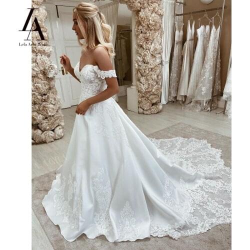 LelaAcra Sleeveless Wedding Dresses 2021 Appliqued Sweetheart Court Train Bridal Gown Princess ES14 Vestido De Novia Party Dress