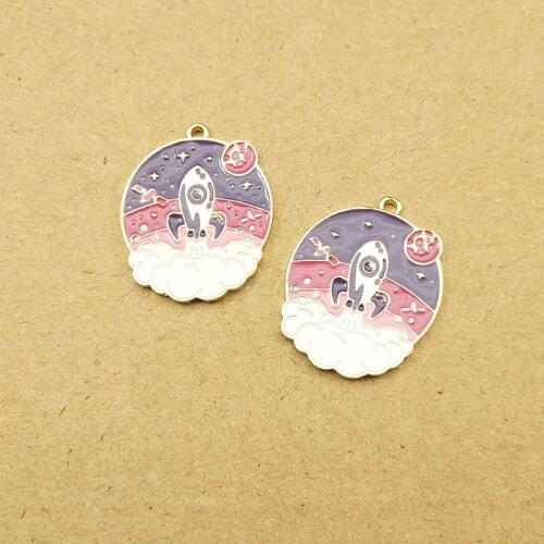 10pcs/bag Rocket Launch Space Design Enamel Charms Pendants Earrings Keychain Making Charms Jewelry DIY Accessories YZ601