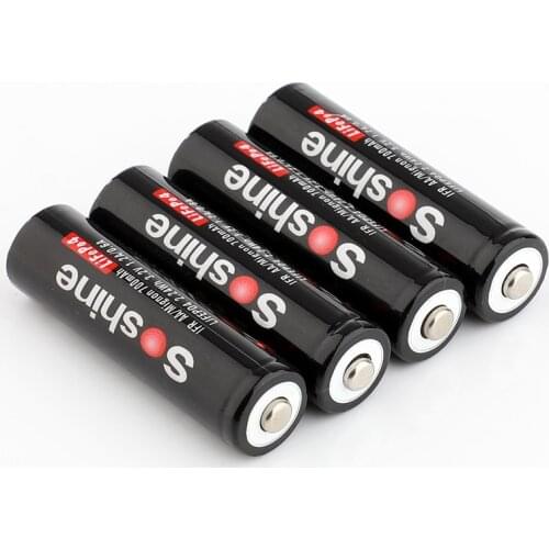 4x original Soshine LiFePO4 3.2V 14500 AA 700mAh Rechargeable Battery + case