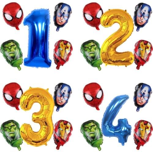 5pcs Hero Balloon Spiderman Iron Man Aluminum Foil Balloon Childrens Birthday Party Decoration Baby Shower Iron Man Balloon