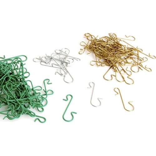 50pcs Small Green/gold/silver Color Christmas Tree Ornament Hook Decoration Hanger Wire Wholesale Christmas Party Supplies