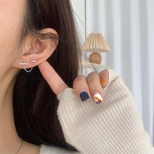925 Sterling Silver Tassel Crystal Simple Stud Earring For Women Wedding Party Jewelry Pendientes Accessories eh1069