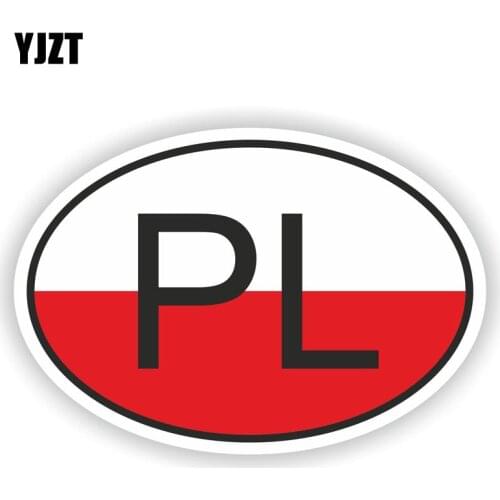 YJZT 15.5CM*10.5CM PL POLAND COUNTRY CODE Car Sticker Oval Decal Car Styling 6-1501