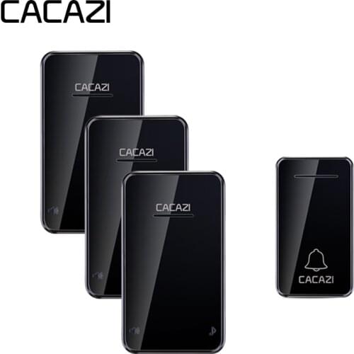 CACAZI Self-powered Home Wireless Doorbell Waterproof No Battery 200M Remote LED Light Calling Bell EU Plug 6 Volume 48 Chime