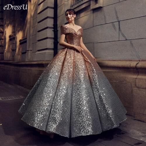 Glitter High Quality Evening Dress Elegant Ball Gown Dress Vestido de Fiesta Robe de Soiree Formal Maxi Princess Dress OY-924