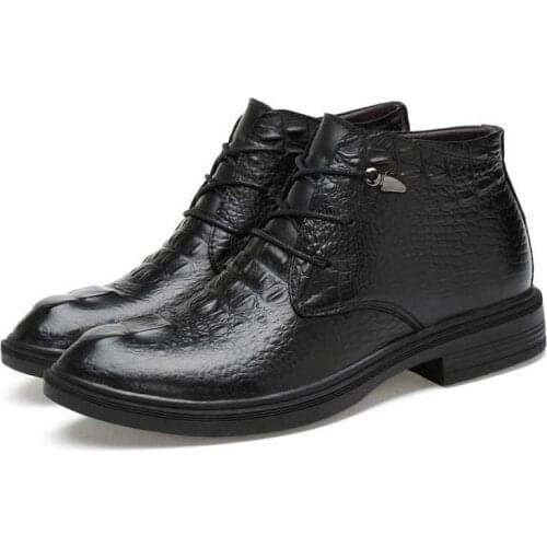 Big Size 38-47 48 Hot Sale Fashion Men Crocodile Military Boots Combat Army Work & Safety Shoes Genuine Leather Winter Booties