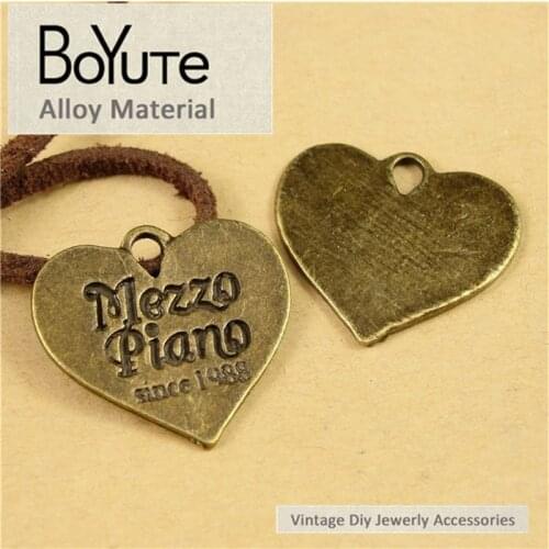 BoYuTe (60 Pieces/Lot) 23*21MM Antique Bronze Plated Zinc Alloy Diy Heart Word Charms Pendants for Jewelry Making