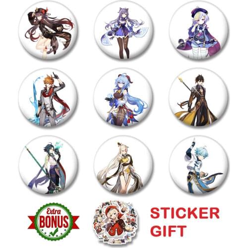Genshin Impact Badge Liyue Tartaglia Zhongli Xiao Yanfei Keqing Characters Portrait Brooch Cosplay Game Bag Decoration Gifts