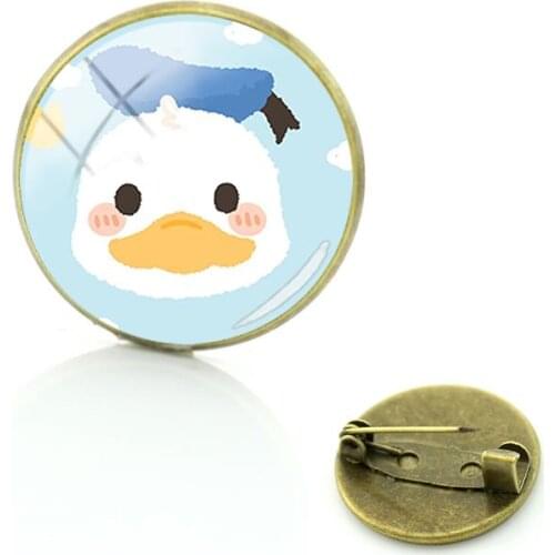 Disney Donald Duck Cartoon Avatar Brooch Badge Glass Glass Pin Cabochon Art Picture Ornament Dome Brooch