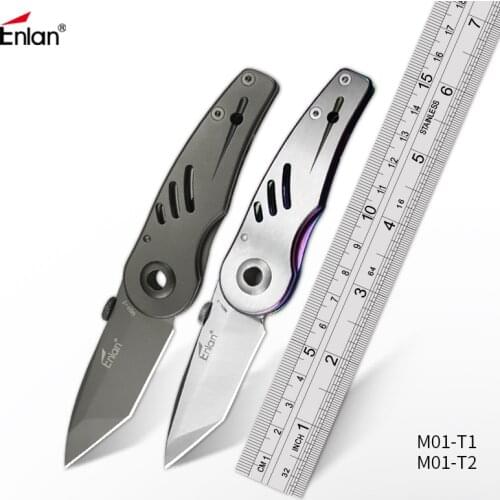ENLAN Tactical Folding knives ,SS handle Outdoor Camping Survival Hunting Knife portable Pocket Compact Knives EDC Tool
