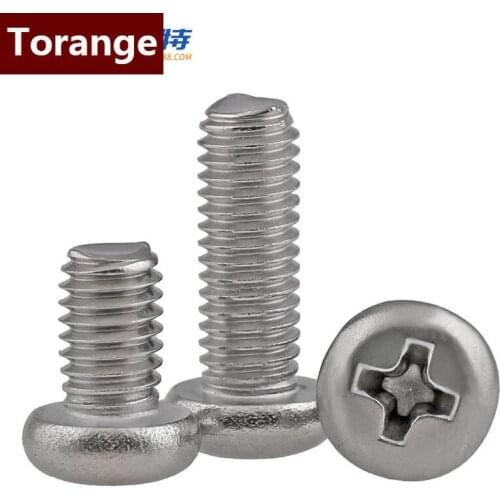 Gb818 304 Stainless Steel Cross Round Head Screw Cross Pan Head Screw PM Machine M4-m10 10PCS