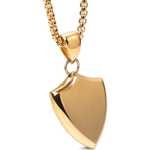 Smooth Shield Design Pendant Necklaces For Men Personality Stainless Steel Men Jewelry Necklace