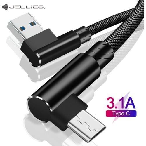 Jellico 90 Degree Type C USB Cable 3A Fast Charge USB Data Wrie Cable For Xiaomi Huawei P30 Pro Type-C Cable For Samsung USB C