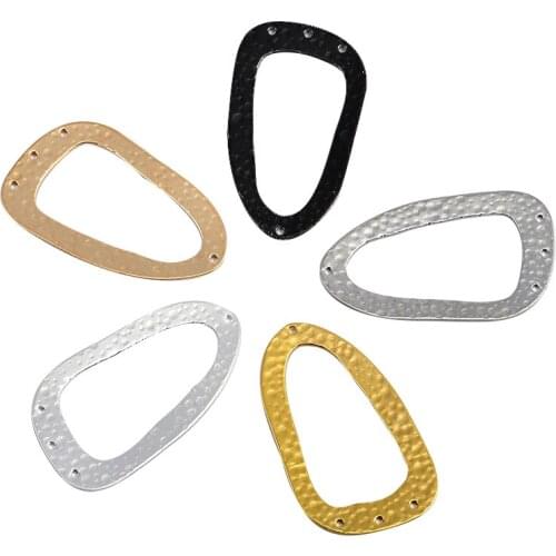 Brass Plating Multicolor Four Hole Embossed Irregular Oval Pendant DIY Bracelet Earring Accessories