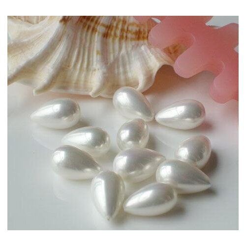Favorite Pearl Loose Bead 9X15MM White Sea Shell Pearl Tear Drop Half Drilled DIY Jewelry Marking For Earring Pendant Necklace