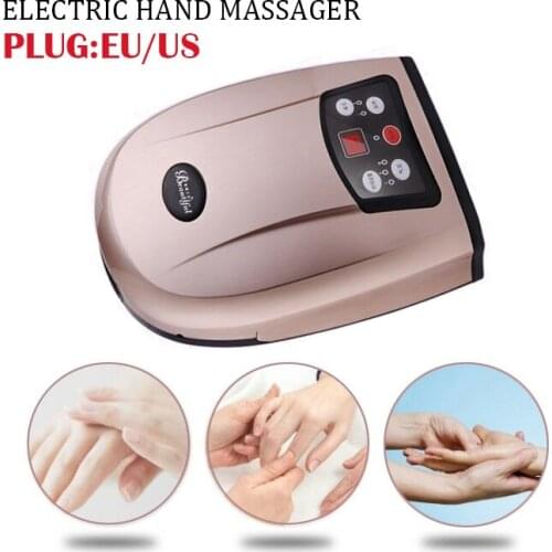 Hand Therapy Massager Electric Acupressure Palm Relaxation Pain Relief Finger Hand Massager Heat Compress LCD Display Hand Care