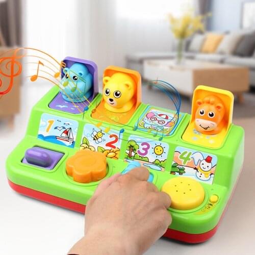 Cute Cartoon Animal Shape Peekaboo Pop-Up Interactive Toy with Music Kids Gift Memory Training Toddlers Development Toys Game