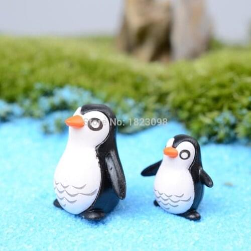 2pcs/lot Mini Animals Resin Penguin 1-2cm Fairy Garden Decor Crafts Home Decor DIY Miniature Animals Miniature Garden