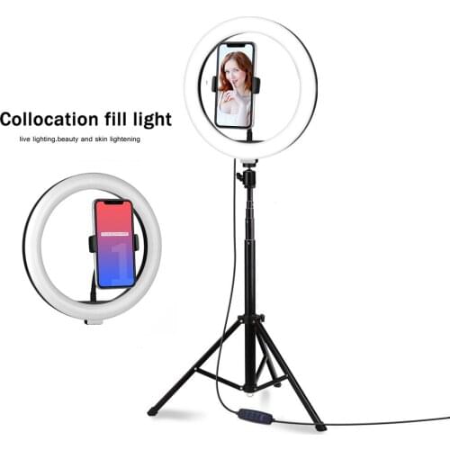 Mobile Phone Selfie Ring Light 26cm Tripod Ringlight With Extendable Stand 130cm Photo Light for Makeup Live Youtube Video Lamp