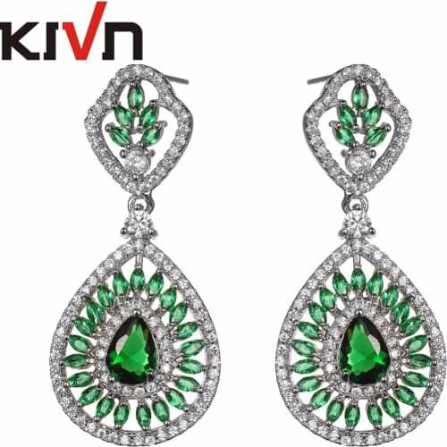 KIVN Fashion Jewelry Luxury CZ Cubic Zirconia Womens Girls Wedding Bridal Earrings Christmas Birthday Gifts 10pcs Lot wholesale