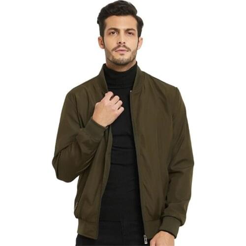 Mens jacket spring/autumn Casual solid color mens jacket Oversized stand-up collar sports jacket Middle/Youth Mens coat