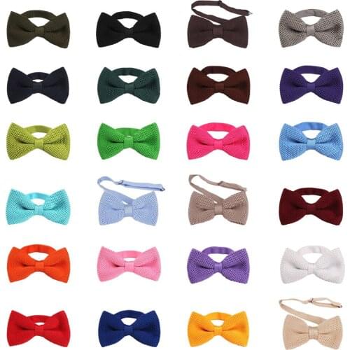 Men Solid Color Knitted Crochet Adjustable Pre-tied Bowtie Party Wedding Bow Tie BWTQN0334
