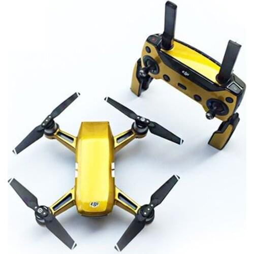 Golden Style Decal PVC Skin Sticker For DJI Spark Drone + Remote Controllers + 3 Batteries Protection Film Cover