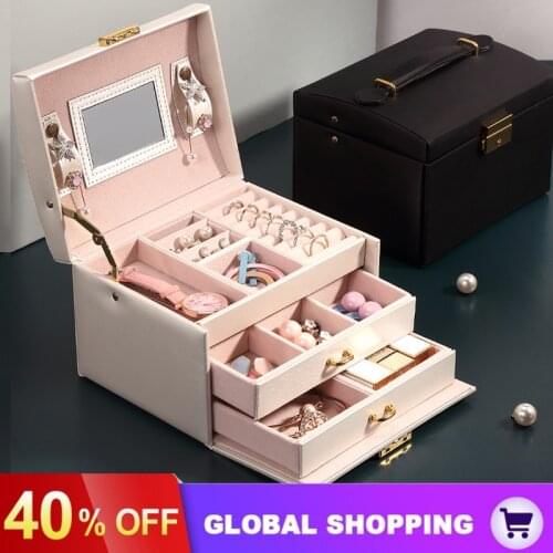 Desktop Organizer Storage Box Fresh Simple Natural Texture Portable Earrings Ring Watch Jewelry Jewelry Box