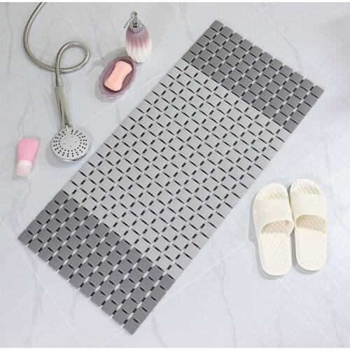 Non-Slip Solid Color Plaid Household Bath Mat Waterproof Bathroom Mats Toilet Shower Floor Cover for Home Eco-Friendly Badematte