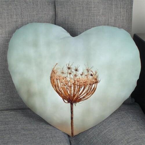 Dandelion Custom Heart Shape Pillow Cover Custom Zipper Pillowcase Cover Wedding Home Office Decorative