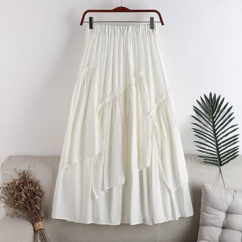 Autumn and winter new high waist show Elastic waist folds and bevel New Fashion High Waist Solid Color Half Length Elastic Skirt