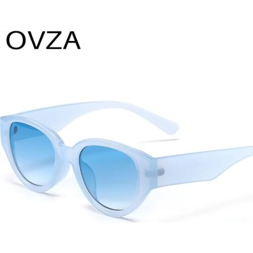 OVZA Vintage Oval Sunglasses for Women 2021 Mens Sun glasses Beautiful Candy Colors Frame Retro Gradient Lens Eyeglass S0081