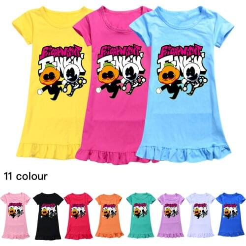 Girls Dress Girls Friday Night Funkin Girl Cartoon Pajamas Childrens Home Clothes Baby Clothing Summer New Dresses