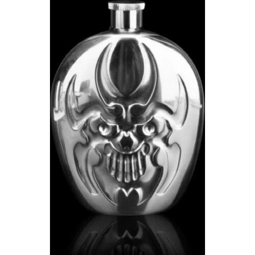 Hip Flasks 6 Oz Ghost Embossed Stainless Steel Hip Flask In Gift Box Hip Flask With Small Glass Funnel