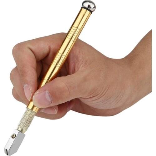 Antislip Metal Handle Steel Blade Cutting Tool Oil Feed Glass Cutter Diamond Tip